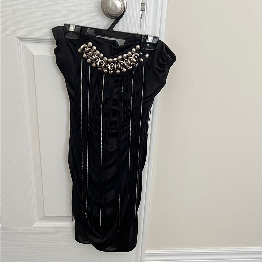 Elegant Black Dress with Beaded Neckline